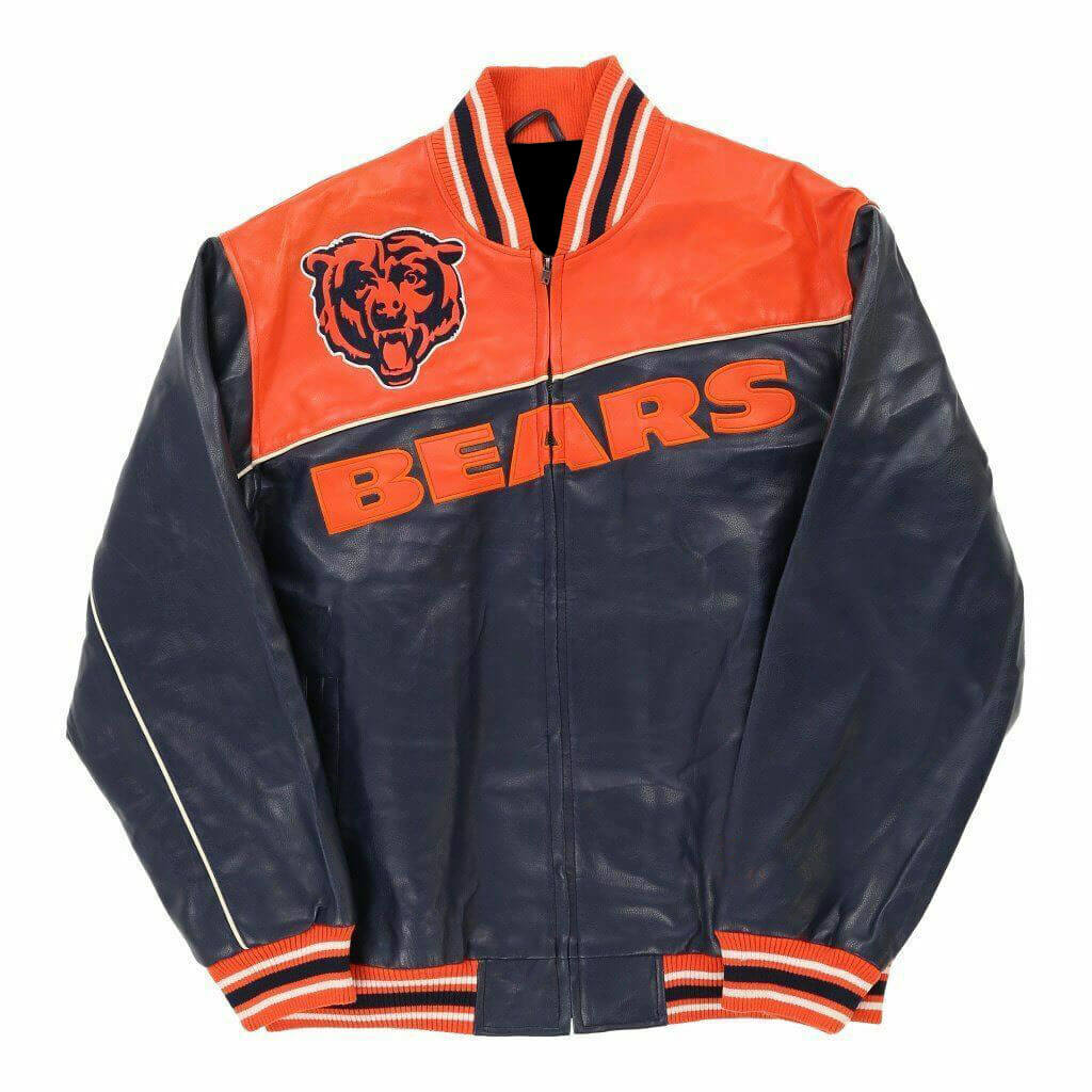 NFL Chicago Bears Orange Jeff Hamilton Leather Jacket (2) NFL Chicago Bears Orange Jeff Hamilton Leather Jacket