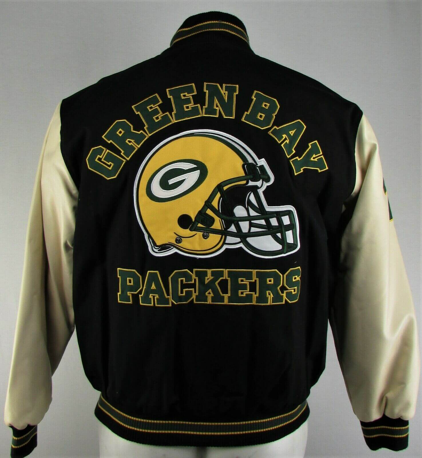 NFL Green Bay Packers Black Wool Leather Jacket (4) NFL Green Bay Packers Black Wool Leather Jacket