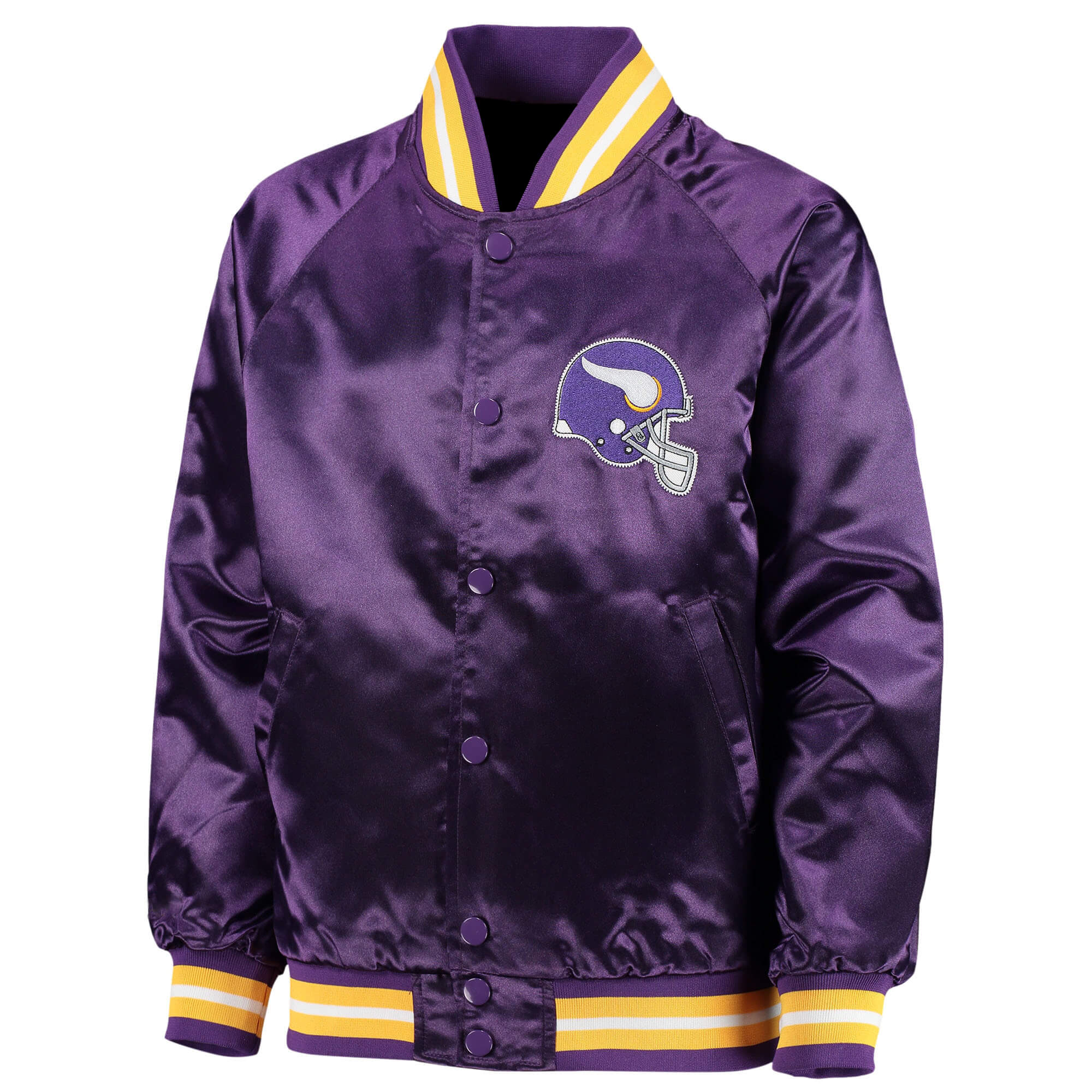 NFL Jeff Hamilton Minnesota Vikings Purple Satin Jacket (1) NFL Jeff Hamilton Minnesota Vikings Purple Satin Jacket