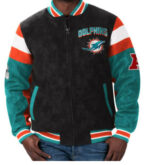NFL Miami Dolphins Suede Varsity Jacket