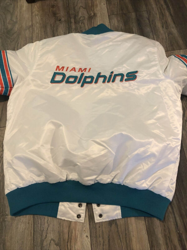 NFL Miami Dolphins White Satin Jacket