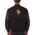 NFL Minnesota Vikings Black Wool Leather Jacket