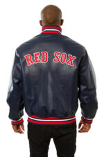 Navy Blue Boston Red Sox Leather Jacket