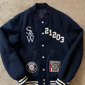 Navy Blue Supreme Wtaps Wool Varsity Jacket