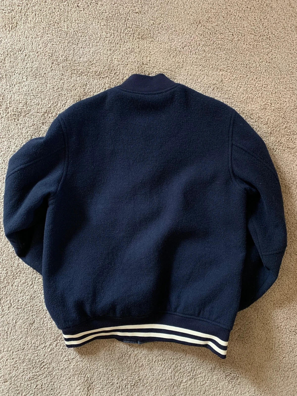 Navy Blue Letterman Jacket Wool