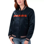 Navy Chicago Bears Rhinestone NFL Satin Jacket