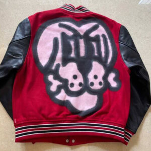 Red Black Supreme Bone Varsity Jacket