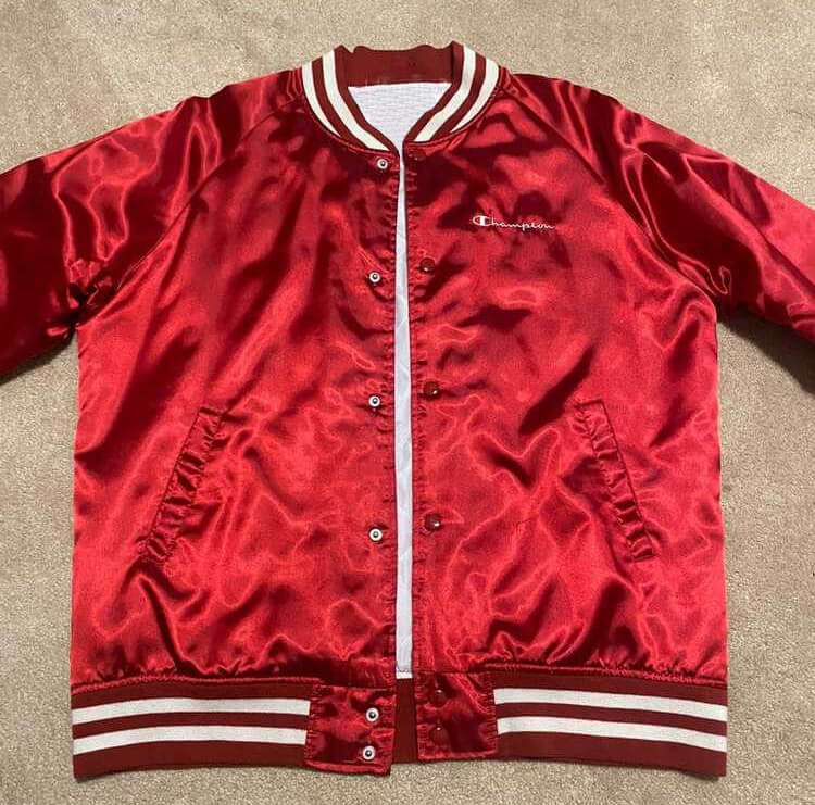 Red Supreme Champion Satin Varsity Jacket   Maker of Jacket