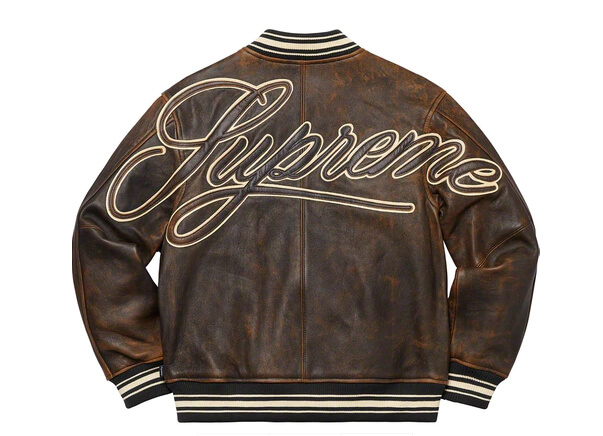 Supreme Black Leather Varsity Jacket - Maker of Jacket