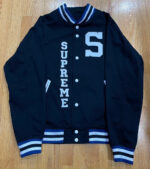 Supreme Blue Cotton Varsity Jacket