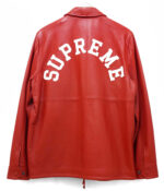 Leather jacket Supreme Red size S International in Leather - 30158401