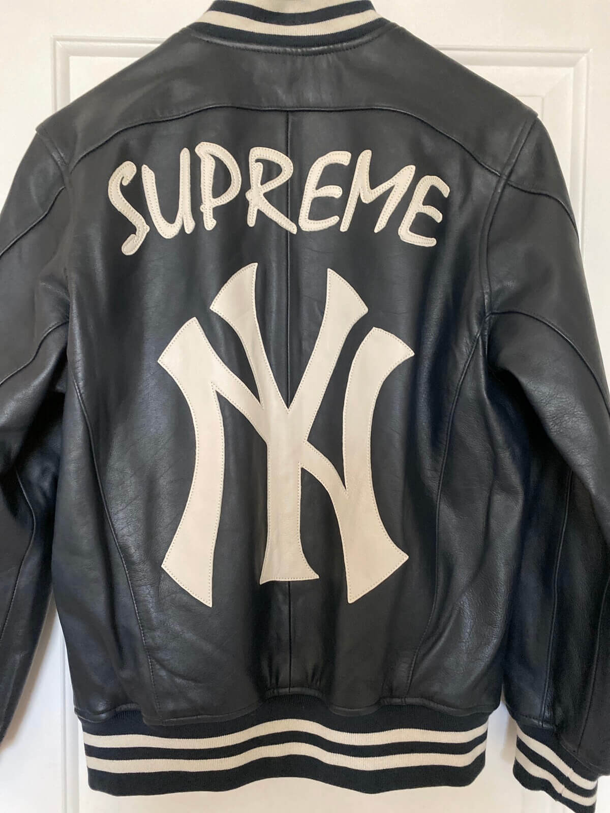 Supreme Yankees Black Leather Jacket   Maker of Jacket