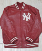 Supreme Yankees Red Leather Jacket