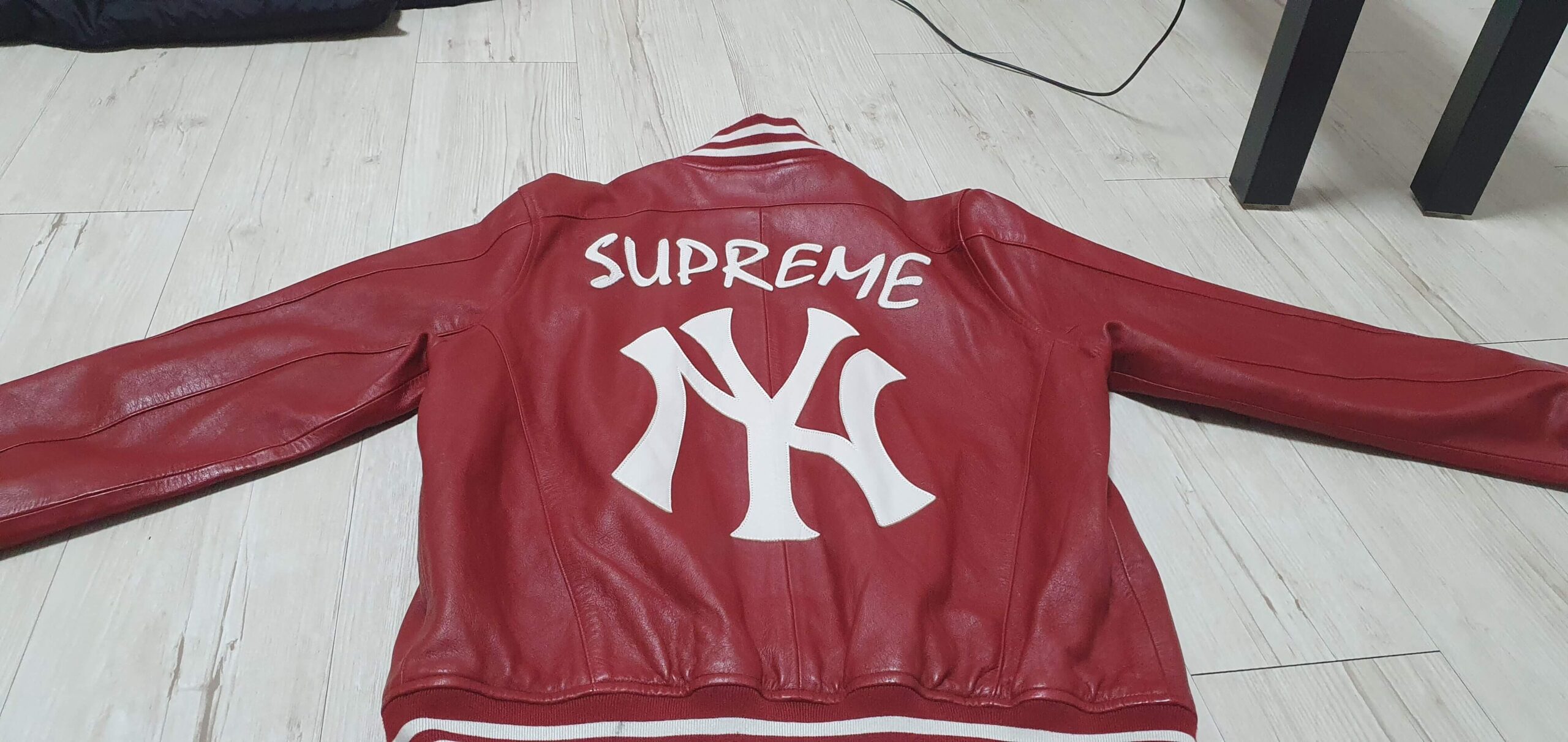 Supreme Yankees Red Leather Jacket - Maker of Jacket