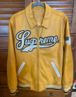 Supreme Yellow Leather Varsity Jacket