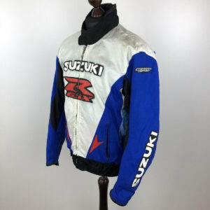 Suzuki GSXR Motorcycle White And Blue Textile Jacket