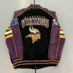 Vintage 90s Minnesota Vikings NFL Suede Leather Jacket