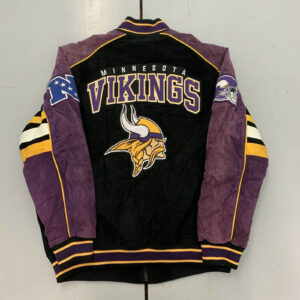 Vintage 90s Minnesota Vikings NFL Suede Leather Jacket