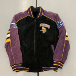 Vintage 90s Minnesota Vikings NFL Suede Leather Jacket