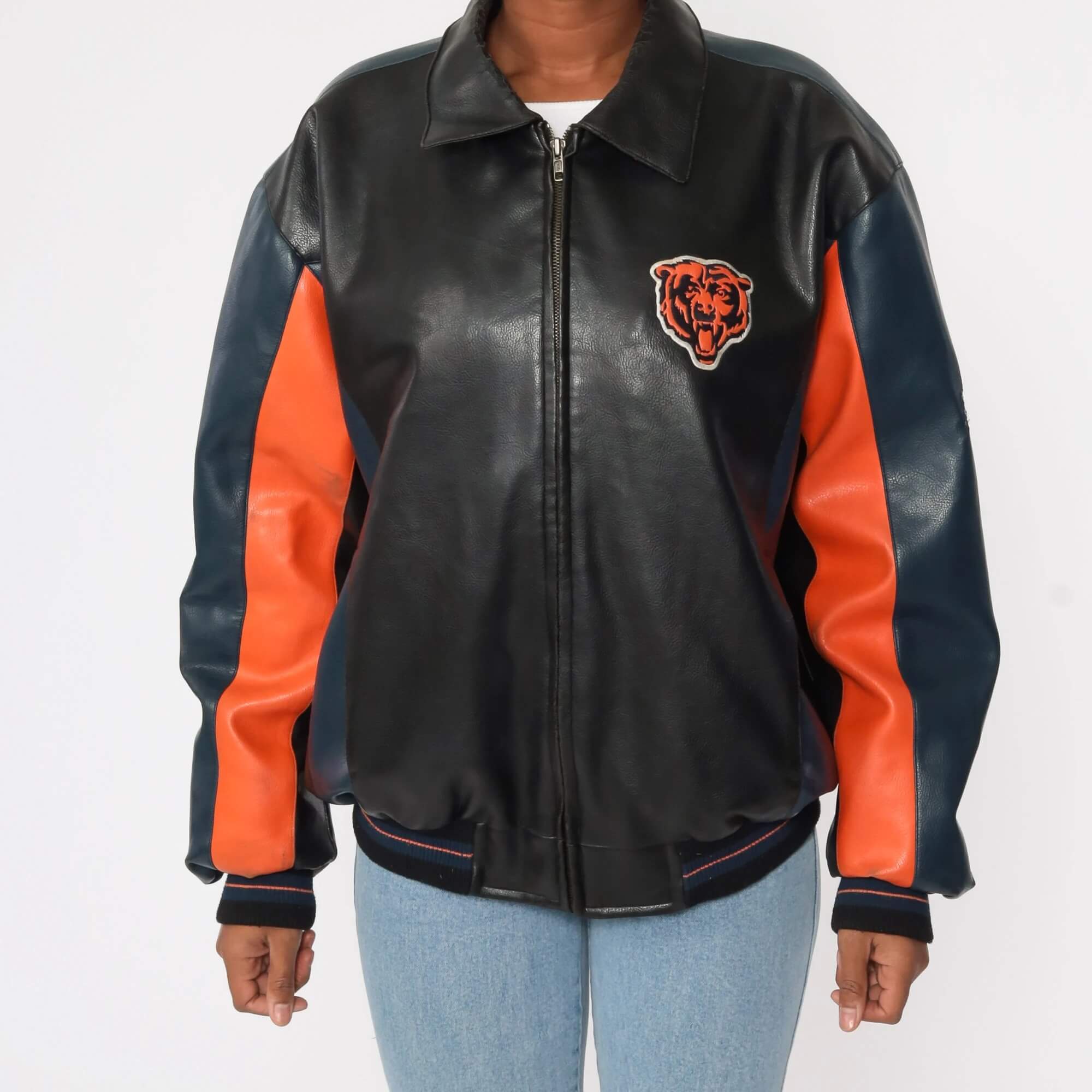 Vintage Chicago Bears Football NFL Leather Jacket - Maker of Jacket