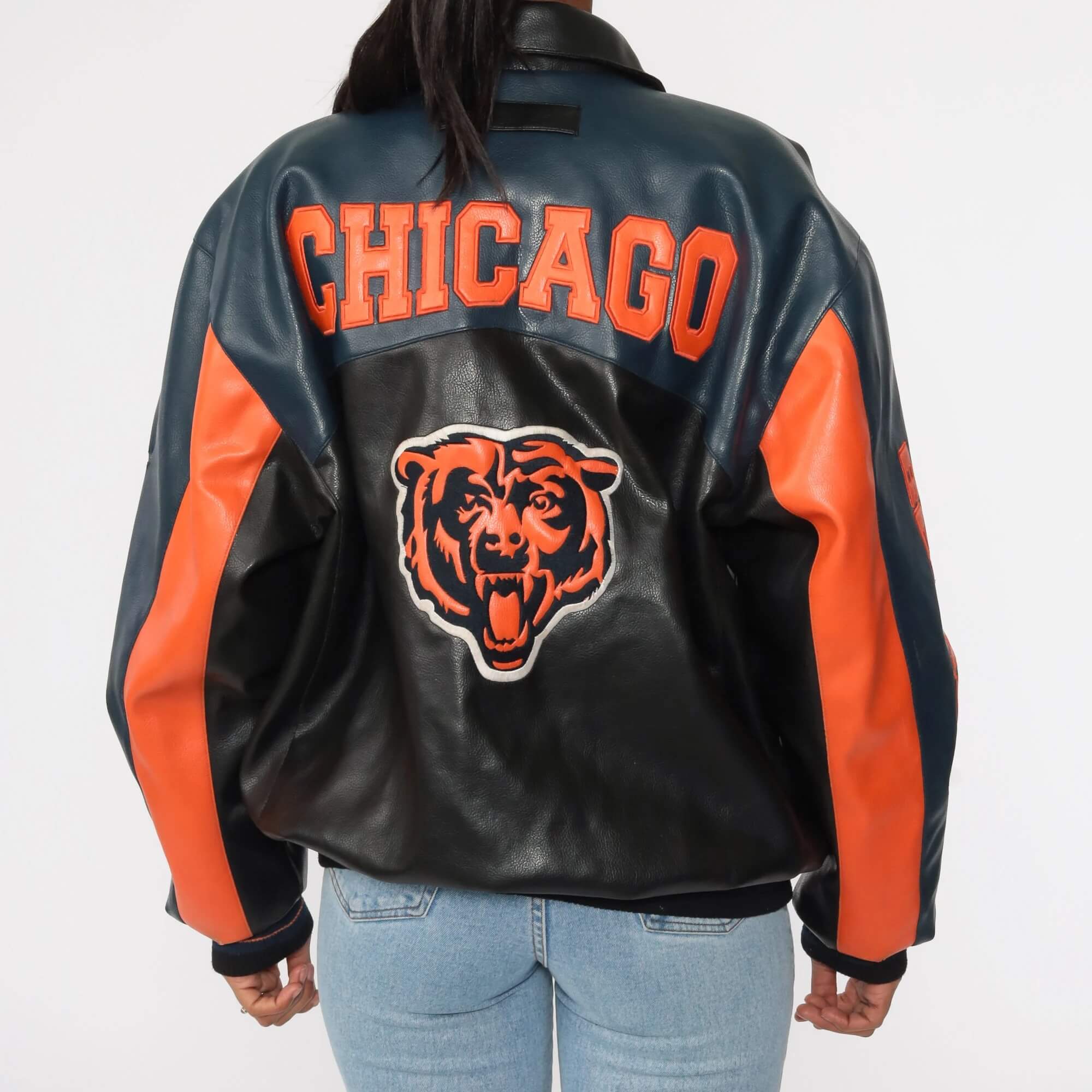 Vintage Chicago Bears Football NFL Leather Jacket - Maker of Jacket