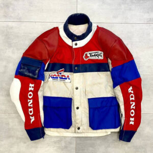 Vintage Honda Motorcycle White And Red Racing Jacket