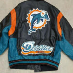 Vintage Miami Dolphins Black Leather Jacket