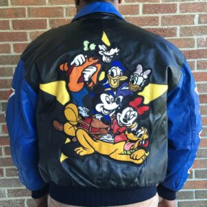 Vintage Mickey Mouse Disney Black Leather Jacket