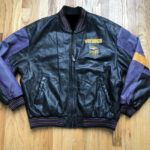 Vintage Minnesota Vikings Black Leather Jacket