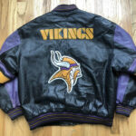 Vintage Minnesota Vikings Black Leather Jacket