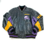 Vintage Minnesota Vikings NFL Black Leather Jacket