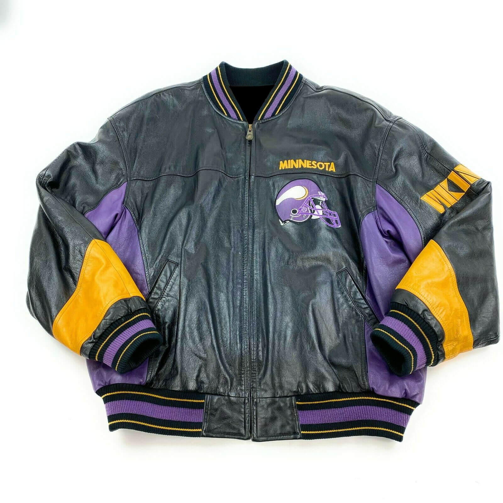 Vintage Minnesota Vikings NFL Black Leather Jacket (1) Vintage Minnesota Vikings NFL Black Leather Jacket