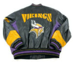 Vintage Minnesota Vikings NFL Black Leather Jacket