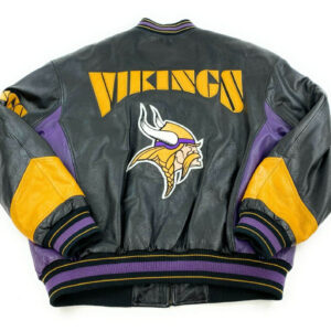Vintage Minnesota Vikings NFL Black Leather Jacket
