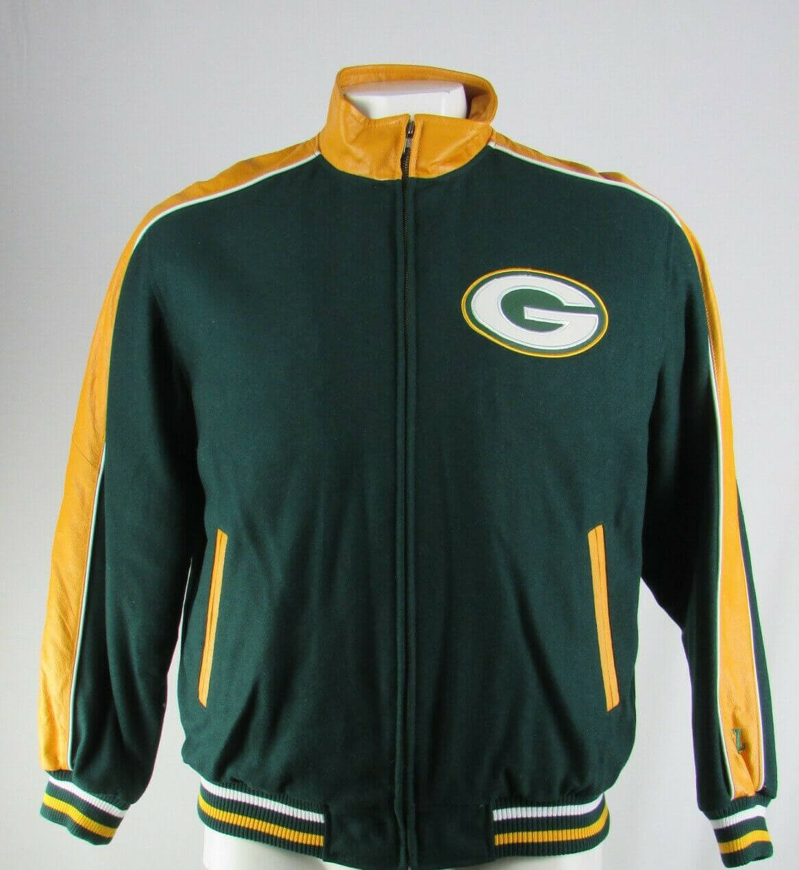 Vintage NFL Green Bay Packers Wool Leather Jacket (1) Vintage NFL Green Bay Packers Wool Leather Jacket