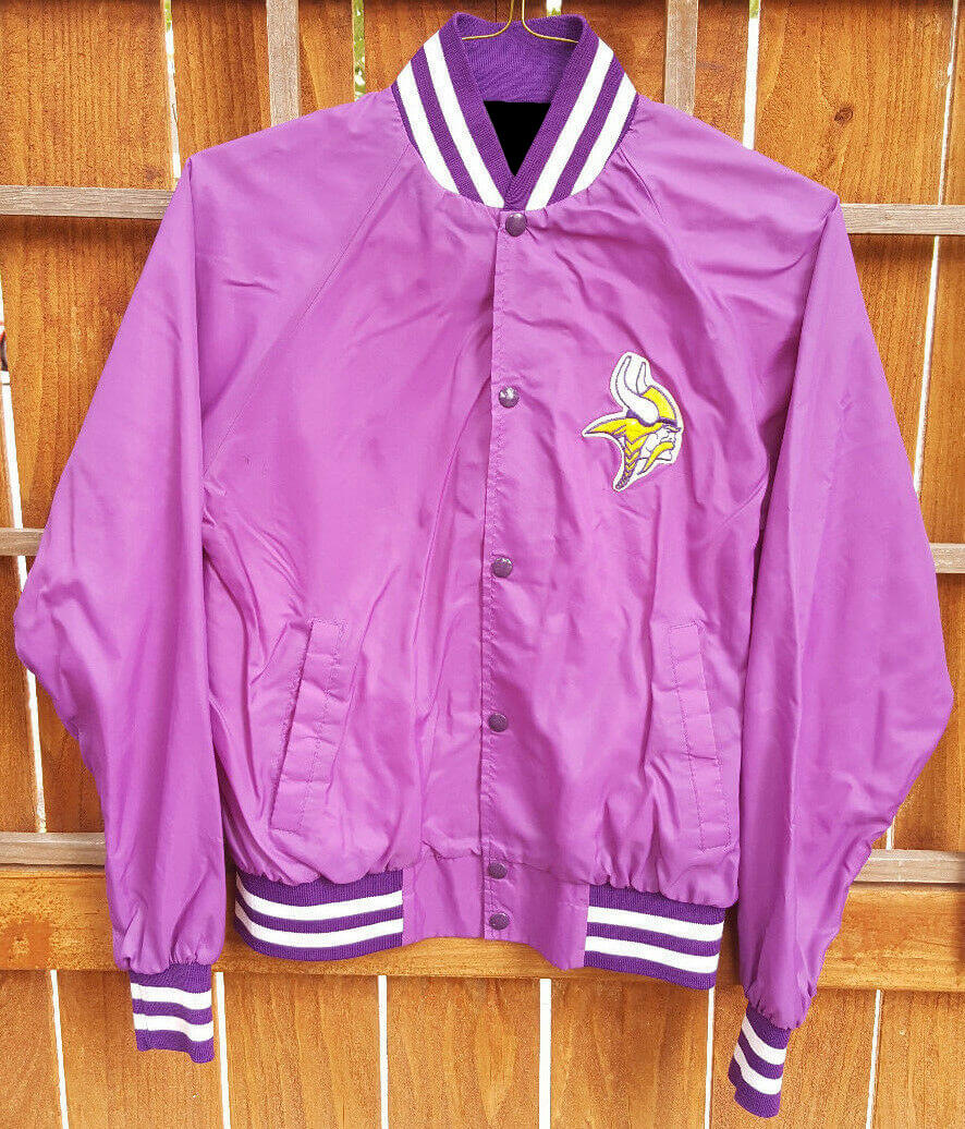 Vintage NFL Jeff Hamilton Minnesota Vikings Satin Jacket (1) Vintage NFL Jeff Hamilton Minnesota Vikings Satin Jacket