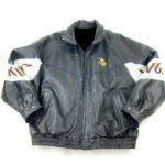 Vintage NFL Minnesota Vikings Black Leather Jacket
