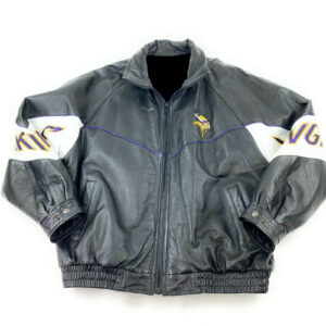Vintage NFL Minnesota Vikings Black Leather Jacket
