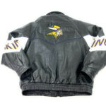Vintage NFL Minnesota Vikings Black Leather Jacket