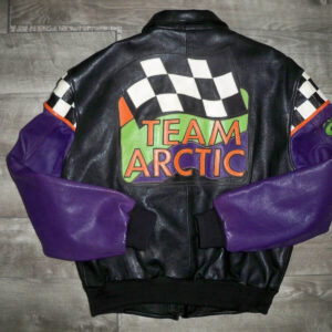 Vintage Team Arctic Cat Racing Black Leather Jacket