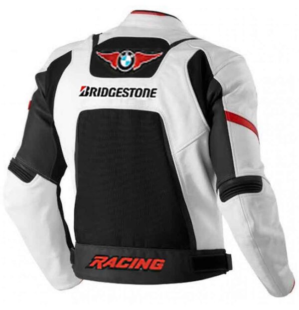White Black BMW Motorcycle Racing Leather Jacket