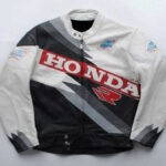 White Black Honda Motorcycle Racing Leather Jacket