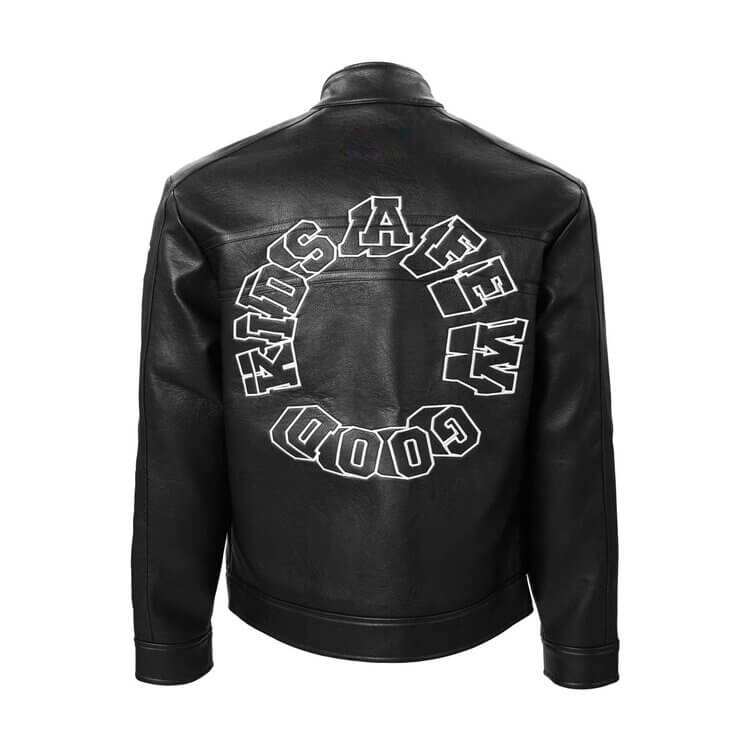 A Few Good Kids 3D Logo Black Leather Jacket (1) A Few Good Kids 3D Logo Black Leather Jacket