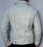 Affliction Bike Cutter American Biker White Leather Jacket (back)