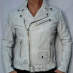 Affliction Bike Cutter American Biker White Leather Jacket (front)