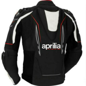 Aprilia Black And White Motorcycle Racing Leather Jacket