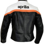 Aprilia Motorcycle Black And White Leather Jacket