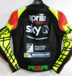 Aprilia Motorcycle Racing Black Leather Jacket