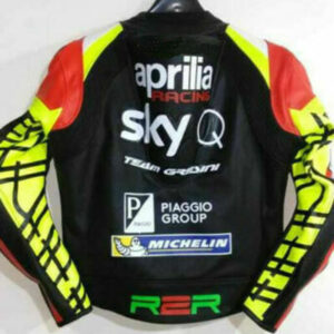 Aprilia Motorcycle Racing Black Leather Jacket