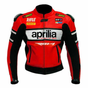 Aprilia Motorcycle Racing Red Leather Jacket